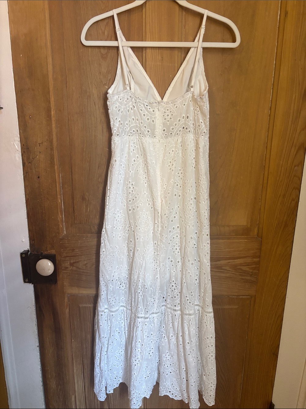 White Eyelet Spaghetti-Strap Maxi Dress
